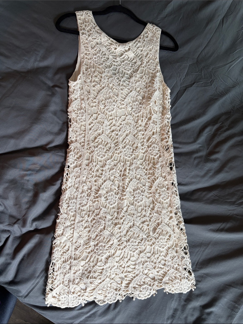 Sleeveless White Crochet Midi/Mini Dress